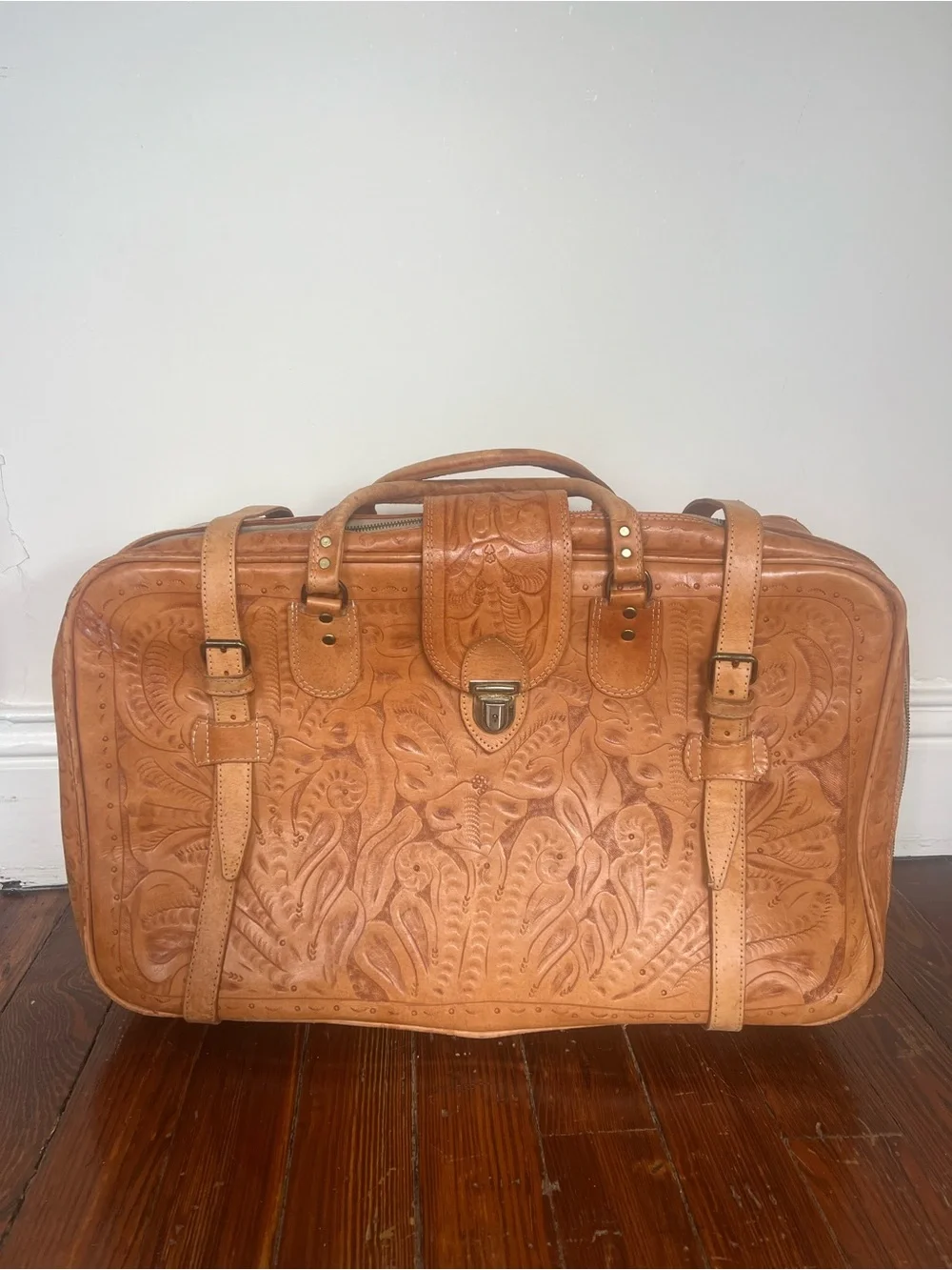 Vintage Grant's Naturals Tooled Leather Luggage Suite